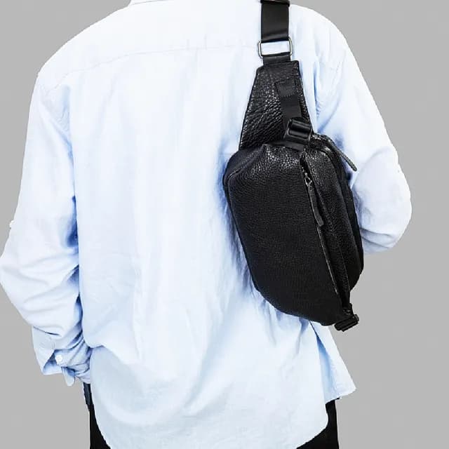 【米蘭精品】父親節禮物 真皮胸背包胸包真皮革側背包隨身男包包(男士真皮大容量斜背腰包74es19)