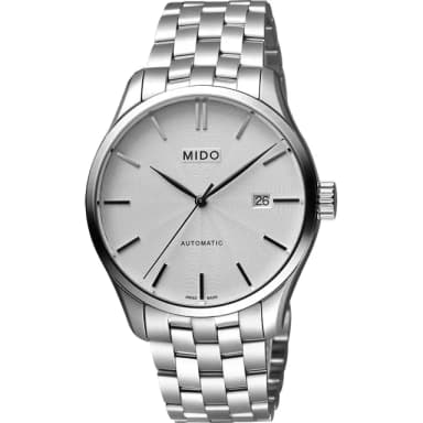【MIDO 美度】官方授權 Belluna II Gent 經典機械錶-銀/40mm 手錶 送禮 推薦(M0244071103100)