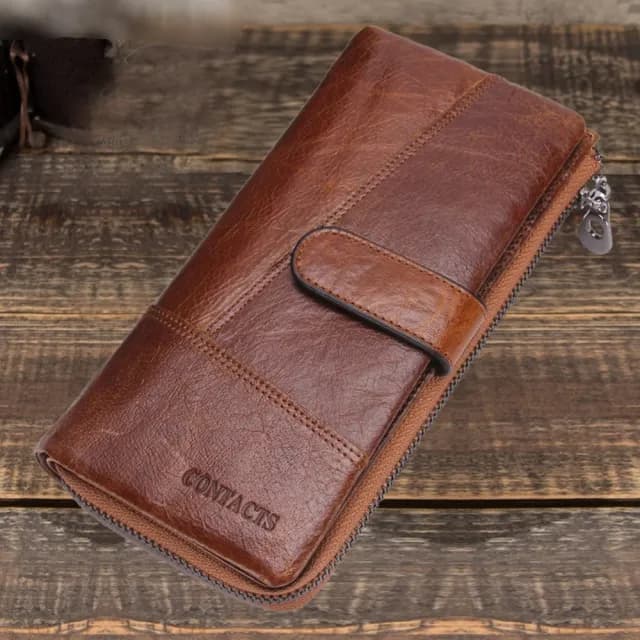 【米蘭精品】現貨+預購 真牛皮長夾真皮錢包短夾手拿包男女包包(頭層牛皮錢包功能男女皮夾3色74ep17)