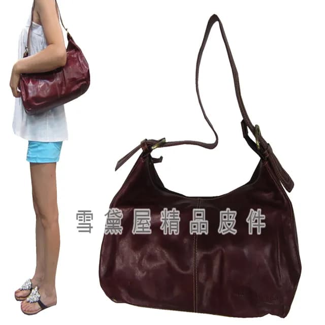【SNOW.bagshop】情人節禮物 真皮 水餃包肩背包中容量主袋內二隔層二拉鍊暗袋復古設計(真皮包包 100%進口牛