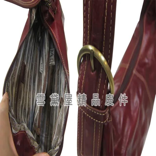 【SNOW.bagshop】情人節禮物 真皮 水餃包肩背包中容量主袋內二隔層二拉鍊暗袋復古設計(真皮包包 100%進口牛
