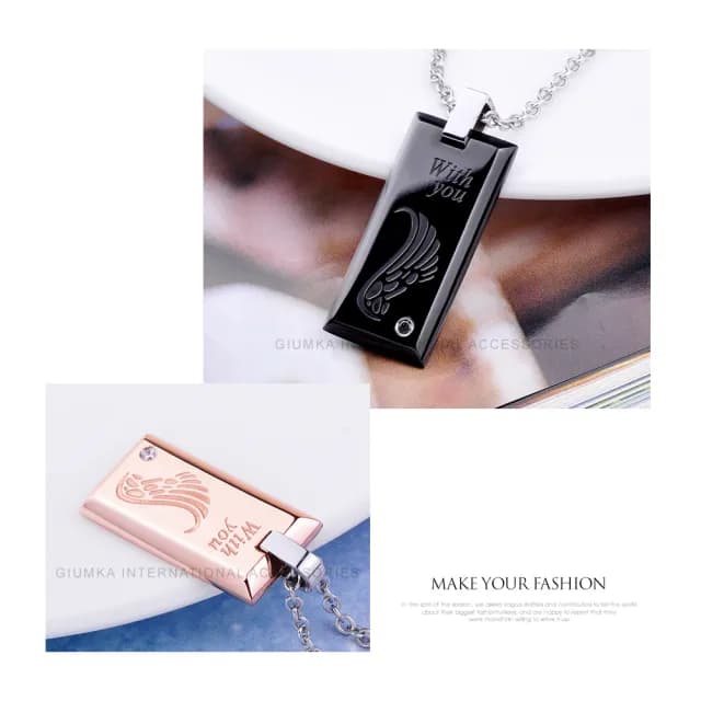 【GIUMKA】快速．項鍊．對鍊．With You．黑/玫(情人節禮物)