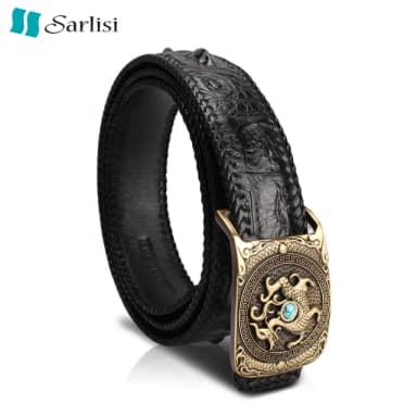 【Sarlisi】母親節禮物 【歷史最低價 買到賺到】母親節禮物 尊爵男士鱷魚皮皮帶腰帶單排骨編織皮帶campaig