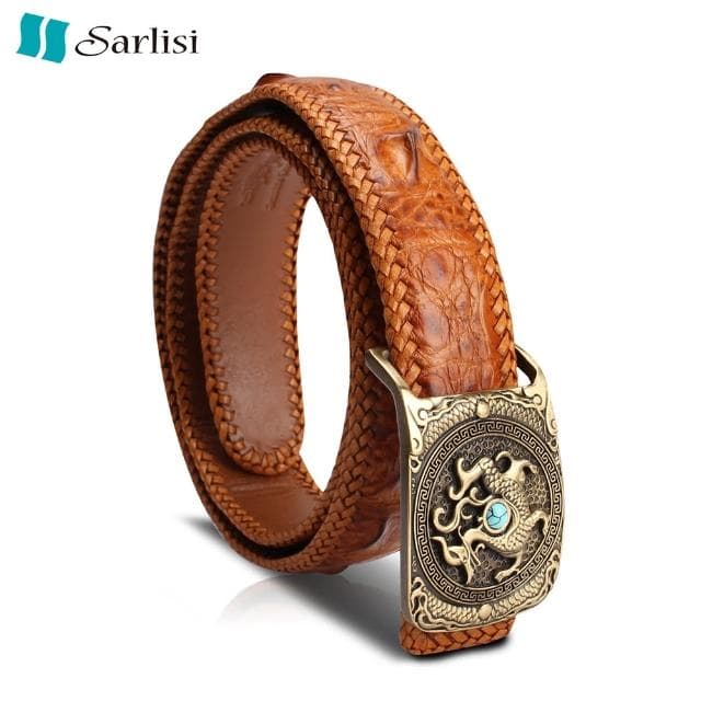 【Sarlisi】母親節禮物 【歷史最低價 買到賺到】母親節禮物 尊爵男士鱷魚皮皮帶腰帶單排骨編織皮帶campaig