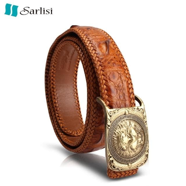 【Sarlisi】母親節禮物 【歷史最低價 買到賺到】母親節禮物 尊爵男士鱷魚皮皮帶單排骨編織腰帶