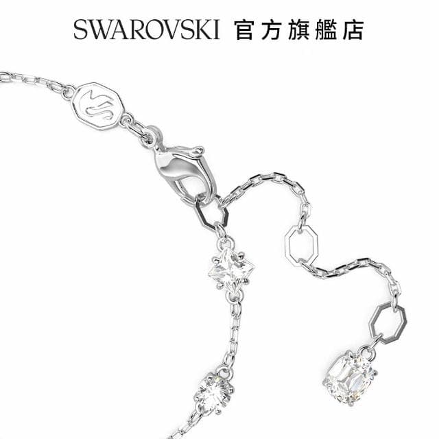 【SWAROVSKI 官方直營】Mesmera 手鏈 混合式切割 分散設計  白色  鍍白金色 交換禮物