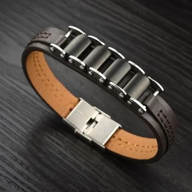 【米蘭精品】現貨+預購 皮革手環鈦鋼手鍊男飾品(流行時尚型男風格生日情人節聖誕節交換禮物73cq80)