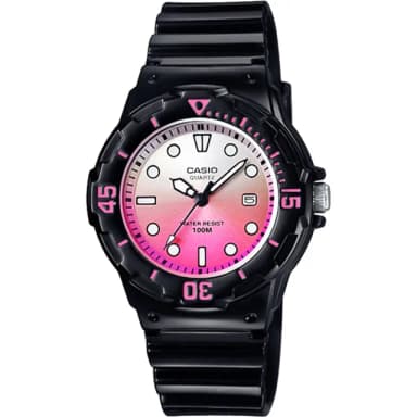 【CASIO 卡西歐】學生錶  清涼海洋風女錶-漸層粉x黑 考試手錶 畢業禮物 送禮 交換禮物(LRW-200H-4EVDR)