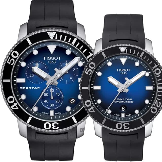 【TISSOT 天梭 官方授權】Seastar 1000 海洋之星潛水錶 對錶 送禮 推薦(T1204171704100+T1204071704100)