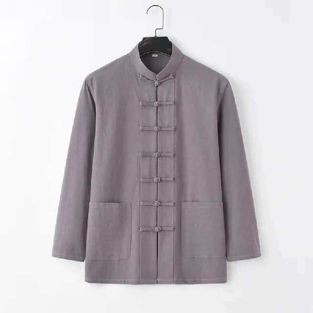 【巴黎精品】父親節禮物 新中式 唐裝漢服上衣(中國風復古手工盤扣長袖男上衣7色a1bx52)