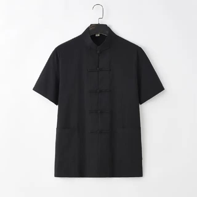 【巴黎精品】父親節禮物 新中式 唐裝漢服上衣(中國風復古棉麻薄款短袖男上衣6色a1bx51)