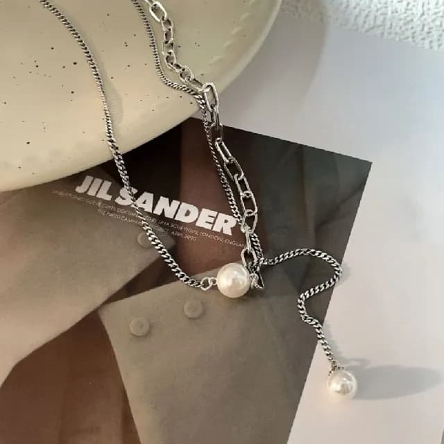 【巴黎精品】情人節禮物 現貨+預購 925純銀項鍊珍珠鎖骨鍊(雙層疊戴個性小眾女飾品a1br7)