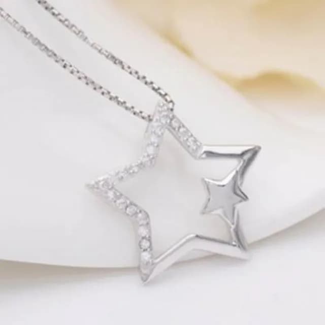 【米蘭精品】現貨+預購 鑲鑽項鍊流行銀飾品(星星情侶送禮必備母親節生日情人節聖誕節交換禮物73v131)