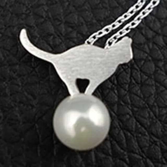 【米蘭精品】現貨+預購 珍珠項鍊銀飾品(小貓造型時尚唯美百搭母親節生日情人節聖誕節交換禮物73y39)