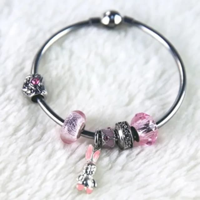 【米蘭精品】現貨+預購 串珠手鍊流行飾品(水晶甜美粉紅可愛小兔子母親節情人節生日聖誕節交換禮物73ay48)