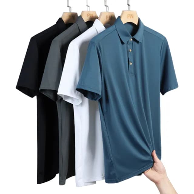 【米蘭精品】現貨+預購 冰絲POLO衫短袖上衣(薄款純色修身休閒男裝父親節禮物4色74ey32)