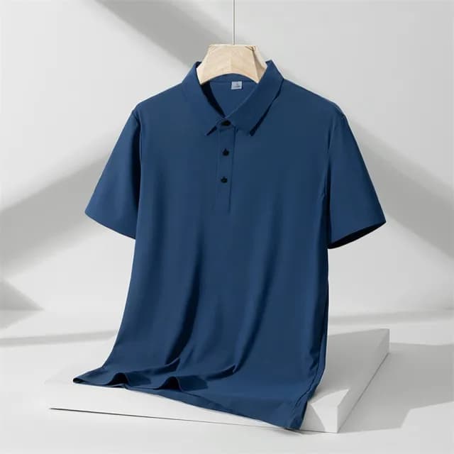 【米蘭精品】現貨+預購 冰絲POLO衫短袖上衣(薄款純色修身休閒男裝父親節禮物9色74ey10)