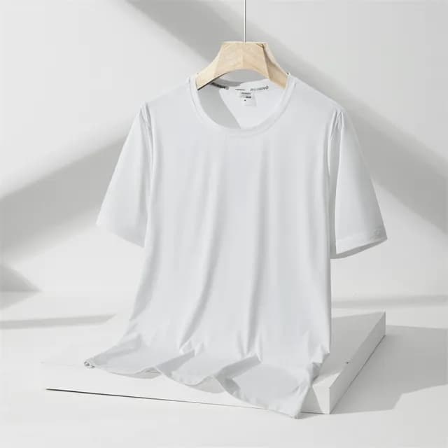 【米蘭精品】現貨+預購 冰絲T恤短袖上衣(薄款透氣速乾彈力男裝父親節禮物5色74ey19)