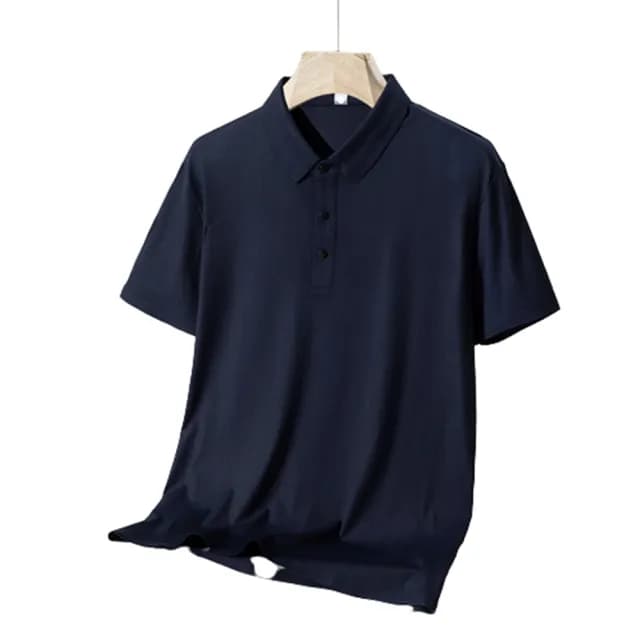 【米蘭精品】現貨+預購 冰絲POLO衫短袖上衣(夏季高彈無痕純色男裝父親節禮物4色74ey13)