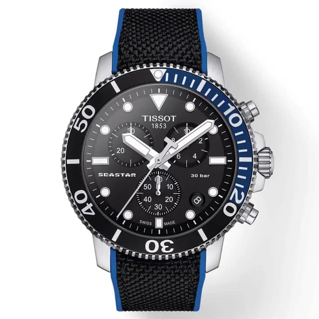 【TISSOT 天梭 官方授權】水鬼 Seastar 1000 海洋之星300米潛水三眼計時手錶 送禮 推薦(T1204171705103)