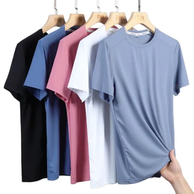 【米蘭精品】現貨+預購 冰絲T恤短袖上衣(夏季彈力排汗快乾男裝父親節禮物5色74ey4)