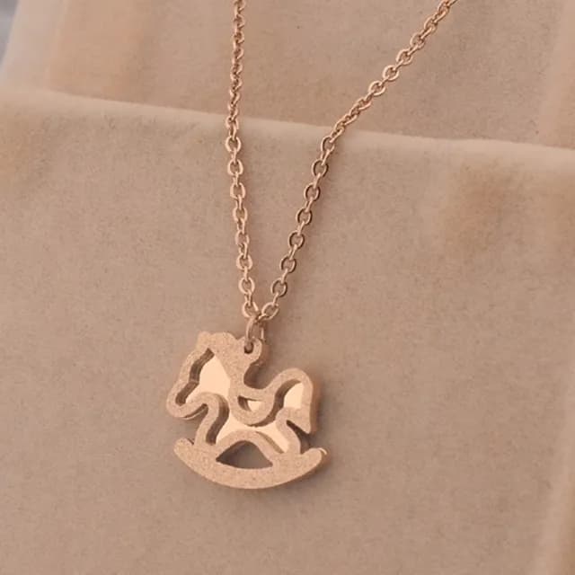 【米蘭精品】現貨+預購 玫瑰金項鍊吊墜子(可愛磨砂小馬流行飾品情人節生日聖誕節交換禮物71x51)