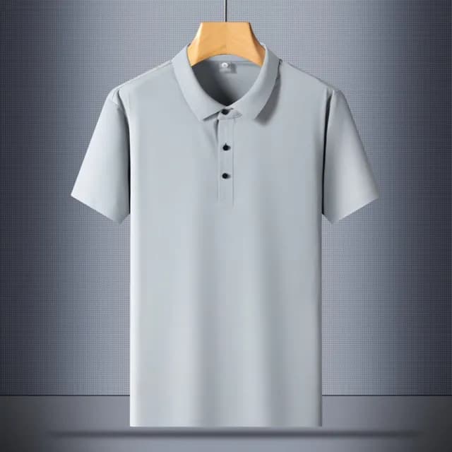 【米蘭精品】現貨+預購 冰絲POLO衫短袖上衣(無痕休閒高彈免燙男裝父親節禮物5色74ey31)