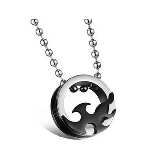 【米蘭精品】現貨+預購 鈦鋼項鍊情侶對鍊流行飾品(圓型比翼雙飛火焰七夕情人節生日禮物2色73cl43)