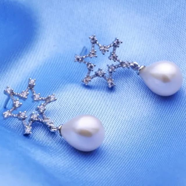 【米蘭精品】現貨+預購 珍珠耳環流行銀飾品(星鑲鑽優雅高貴時尚母親節生日情人節聖誕節交換禮物73ah60)