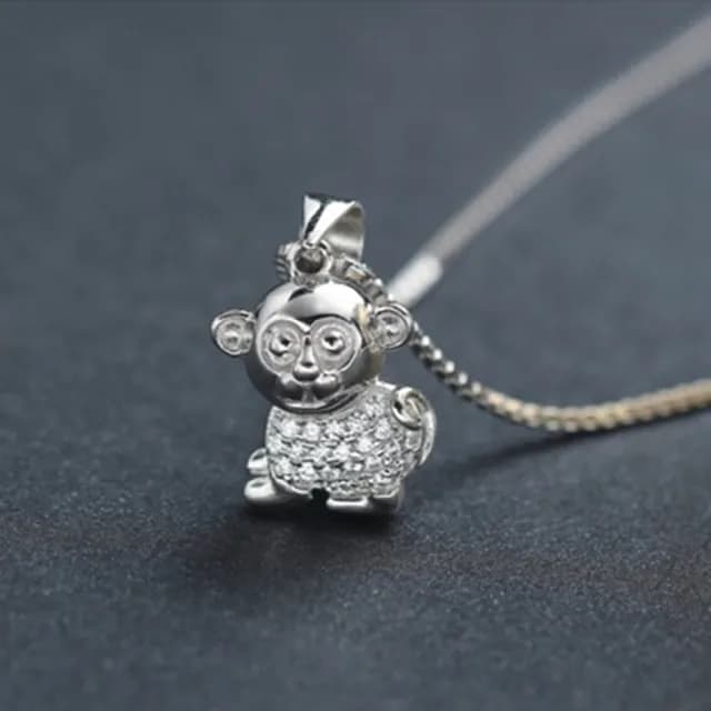 【米蘭精品】現貨+預購 項鍊鑲鑽流行銀飾品(精緻可愛小猴子母親節情人節生日聖誕節交換禮物73am75)