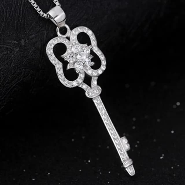 【米蘭精品】現貨+預購 項鍊鑲鑽流行銀飾品(獨特時尚鑰匙百搭母親節情人節生日聖誕節交換禮物73am162)