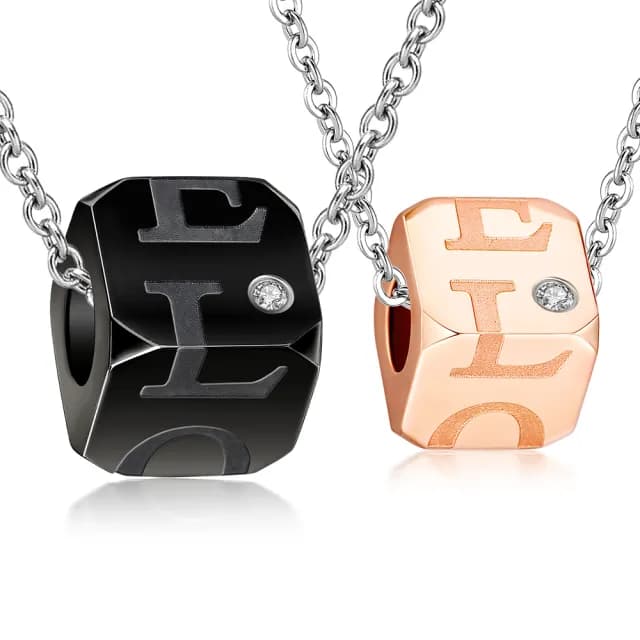 【GIUMKA】快速倉．項鍊．方糖．FinLOVE．黑/玫(情人節禮物)