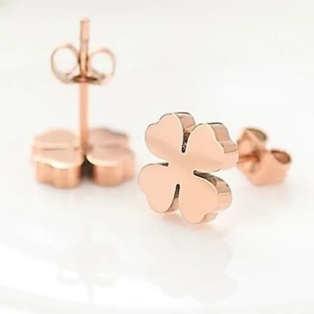 【米蘭精品】現貨+預購 玫瑰金耳環流行飾品(韓國時尚四葉草母親節生日情人節聖誕節交換禮物71at31)