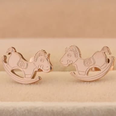 【米蘭精品】現貨+預購 玫瑰金耳環流行飾品(有福小馬精選母親節生日情人節聖誕節交換禮物71at88)