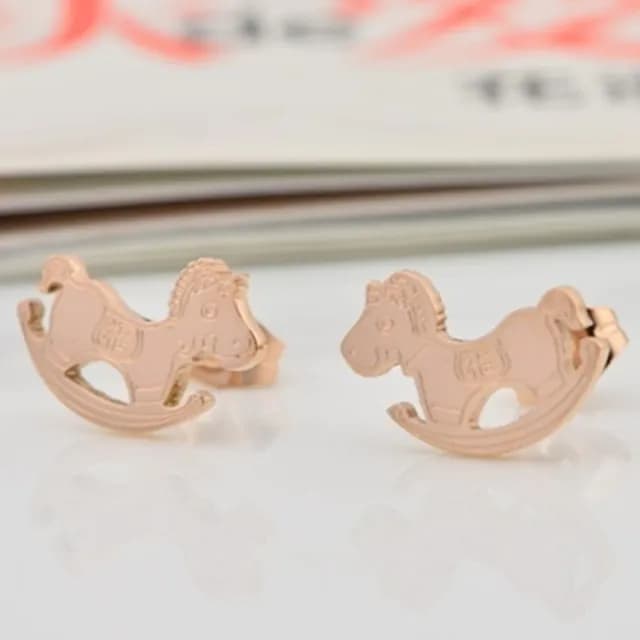 【米蘭精品】現貨+預購 玫瑰金耳環流行飾品(有福小馬精選母親節生日情人節聖誕節交換禮物71at88)