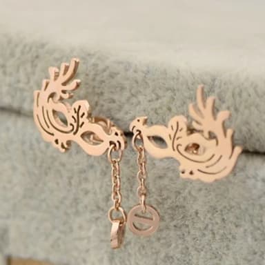 【米蘭精品】現貨+預購 玫瑰金耳環流行飾品(舞會面具時尚母親節生日情人節聖誕節交換禮物71at13)