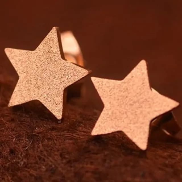 【米蘭精品】現貨+預購 玫瑰金耳環流行飾品(磨砂時尚五角星流行母親節生日情人節聖誕節交換禮物71at94)