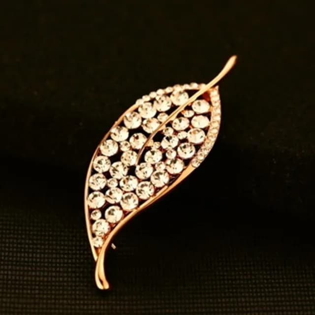 【米蘭精品】現貨+預購 玫瑰金胸針鑲鑽流行飾品(韓版復古葉子造型七夕情人節生日聖誕節交換禮物73bz12)