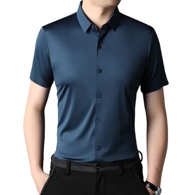 【米蘭精品】現貨+預購 襯衫短袖上衣(夏季商務純色免燙男裝父親節禮物10色74eq10)