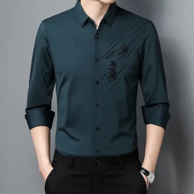 【米蘭精品】現貨+預購 襯衫長袖上衣(春秋翻領休閒寬鬆男裝父親節禮物4色74eq32)