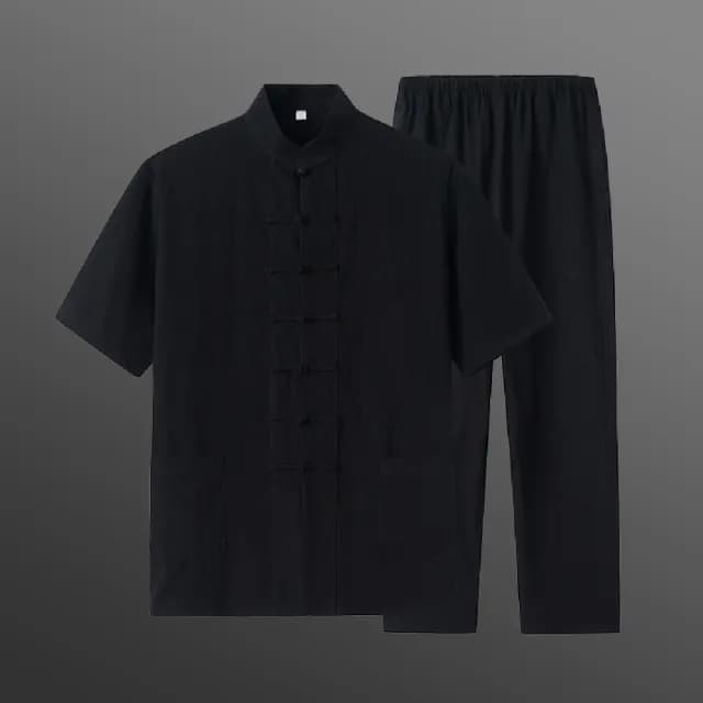 【巴黎精品】父親節禮物 新中式 唐裝漢服套裝兩件套(中國風薄款短袖復古長褲男套裝8色a1bx81)
