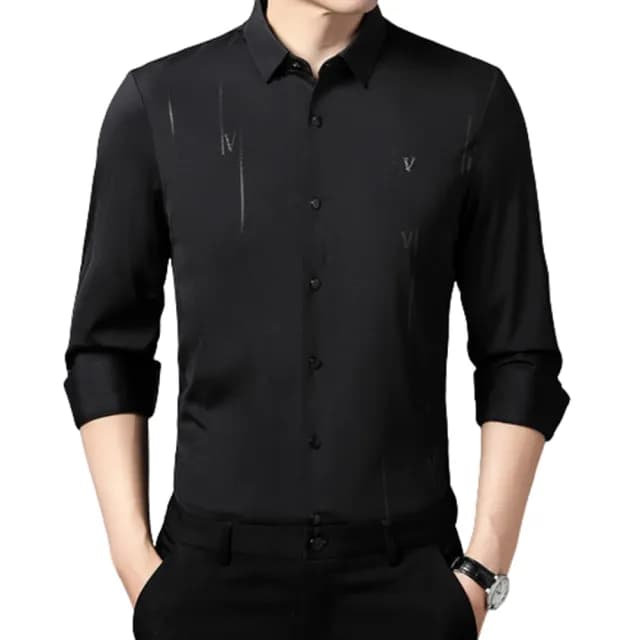 【米蘭精品】現貨+預購 襯衫長袖上衣(春秋無痕壓膠印花男裝父親節禮物4色74eq26)