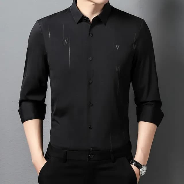 【米蘭精品】現貨+預購 襯衫長袖上衣(春秋無痕壓膠印花男裝父親節禮物4色74eq26)