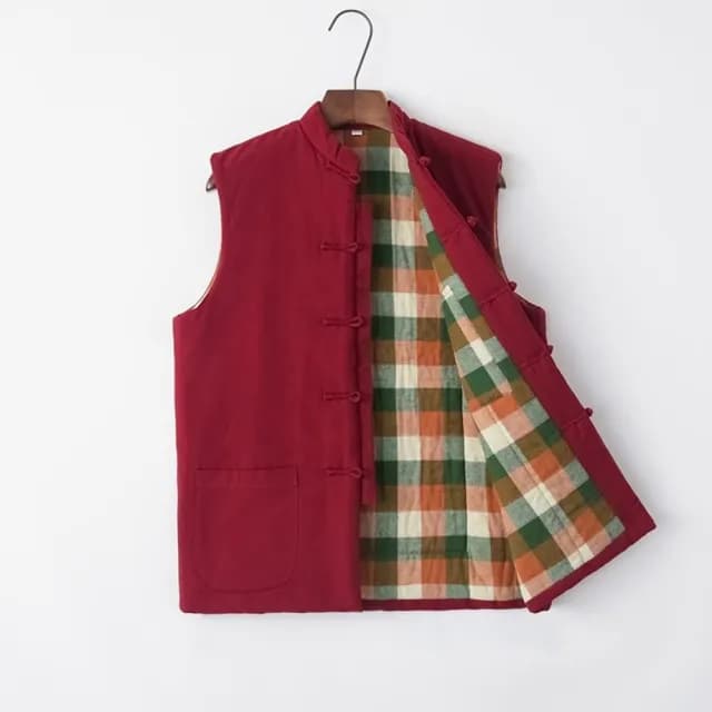 【巴黎精品】父親節禮物 新中式 唐裝漢服上衣(中國風立領復古夾棉馬甲男背心5色a1bx69)