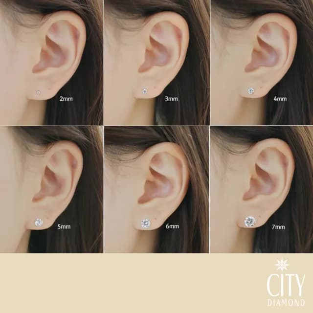 【City Diamond 引雅】『金木樨』18K日本經典四爪5mm晶鑽黃K金耳環(東京Yuki系列)