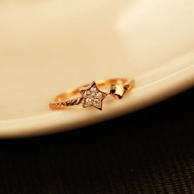 【米蘭精品】現貨+預購 玫瑰金戒指鑲鑽流行飾品(時尚韓式星星造型七夕情人節生日聖誕節交換禮物73by41)