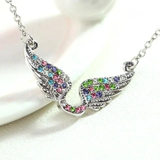 【米蘭精品】現貨+預購 項鍊鑲鑽流行飾品(愛情之翼造型母親節情人節生日聖誕節交換禮物5色73aj104)