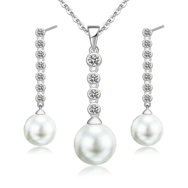 【GIUMKA】項鍊耳環套組．高貴典雅．珍珠． 耳針/耳夾．  母親節禮物(二款任選)