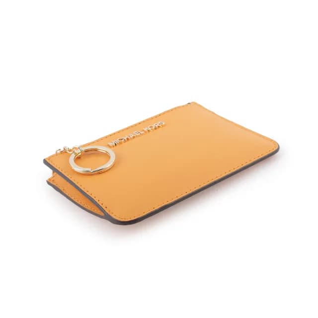 【Michael Kors】素面皮革零錢包/卡夾/鑰匙包(蜂蜜黃)