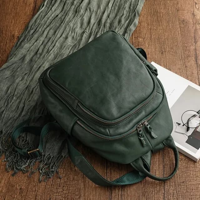 【巴黎精品】父親節禮物 真皮後背包雙肩包真皮革側背包隨身手提包(植鞣牛皮復古手工男女包包4色a1bz6)